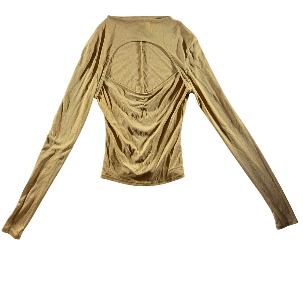 341 | Free People Intimately Womens S Ribbed Cutout Layered Top Boho Tan Gold